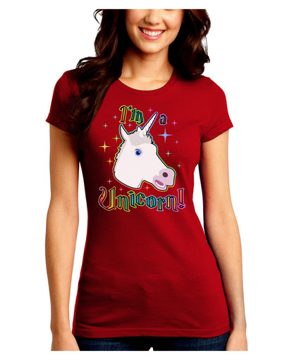 I'm a Unicorn Juniors Crew Dark T-Shirt-T-Shirts Juniors Tops-TooLoud-Red-Juniors Fitted Small-Davson Sales