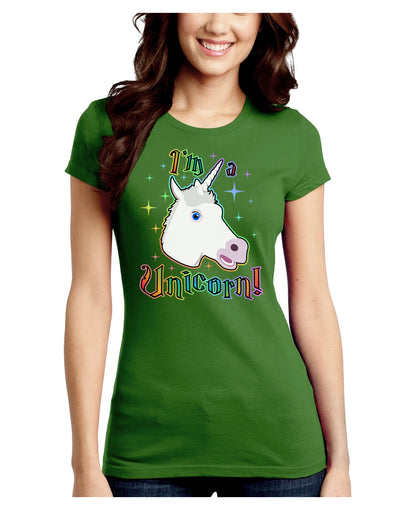 I'm a Unicorn Juniors Crew Dark T-Shirt-T-Shirts Juniors Tops-TooLoud-Kiwi-Green-Juniors Fitted Small-Davson Sales