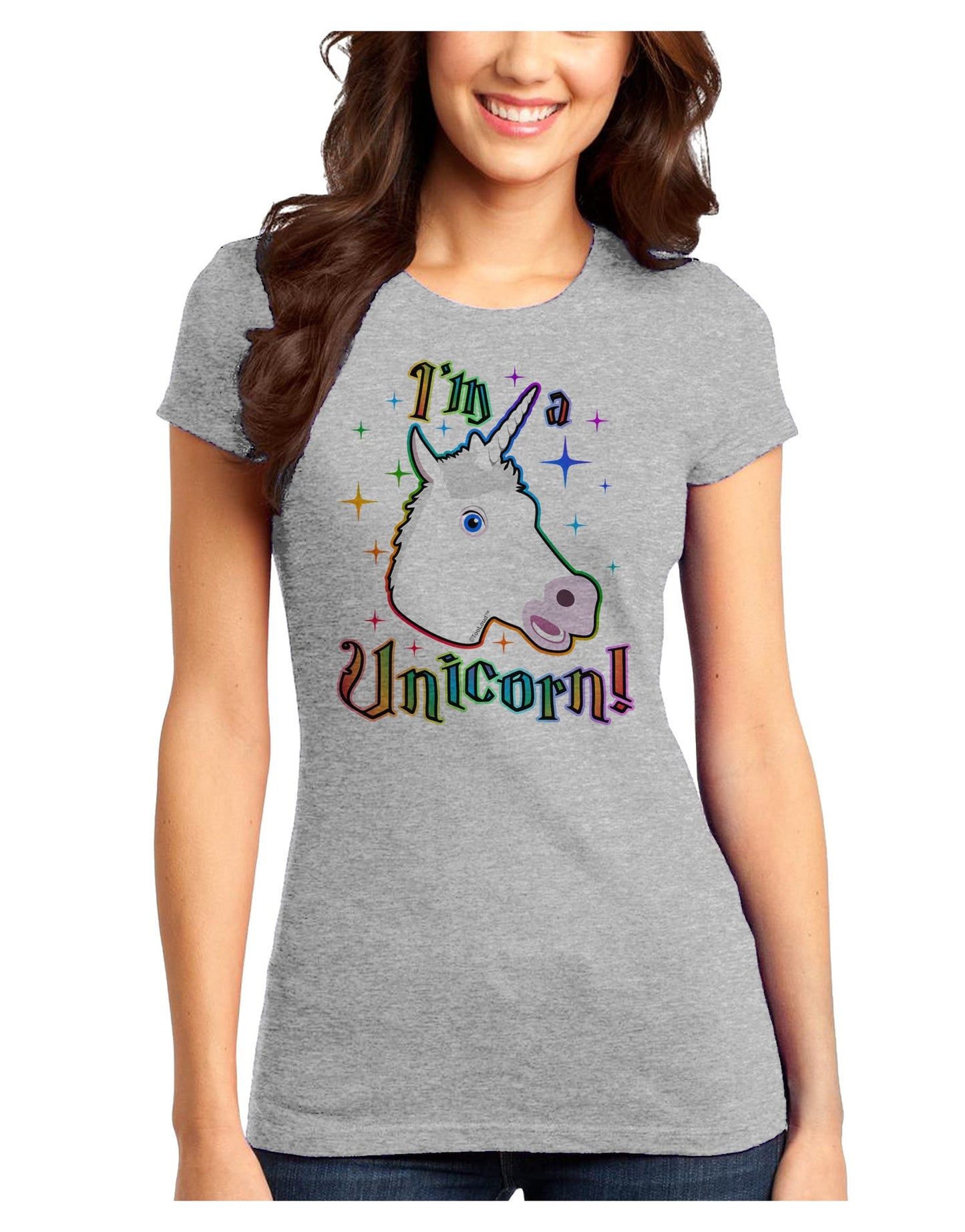 I'm a Unicorn Juniors T-Shirt-Womens Juniors T-Shirt-TooLoud-Ash-Gray-Juniors Fitted X-Small-Davson Sales