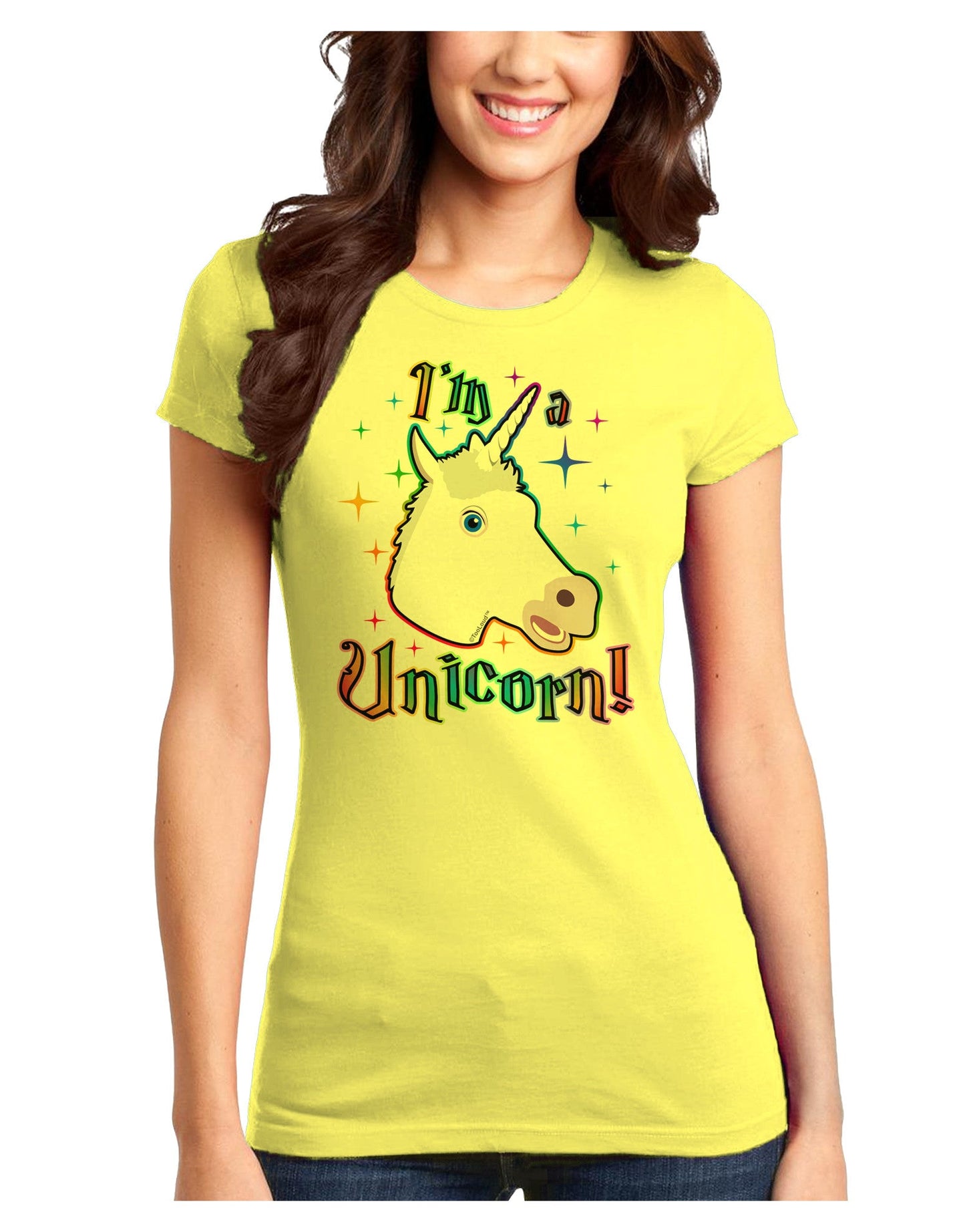 I'm a Unicorn Juniors T-Shirt-Womens Juniors T-Shirt-TooLoud-Yellow-Juniors Fitted X-Small-Davson Sales