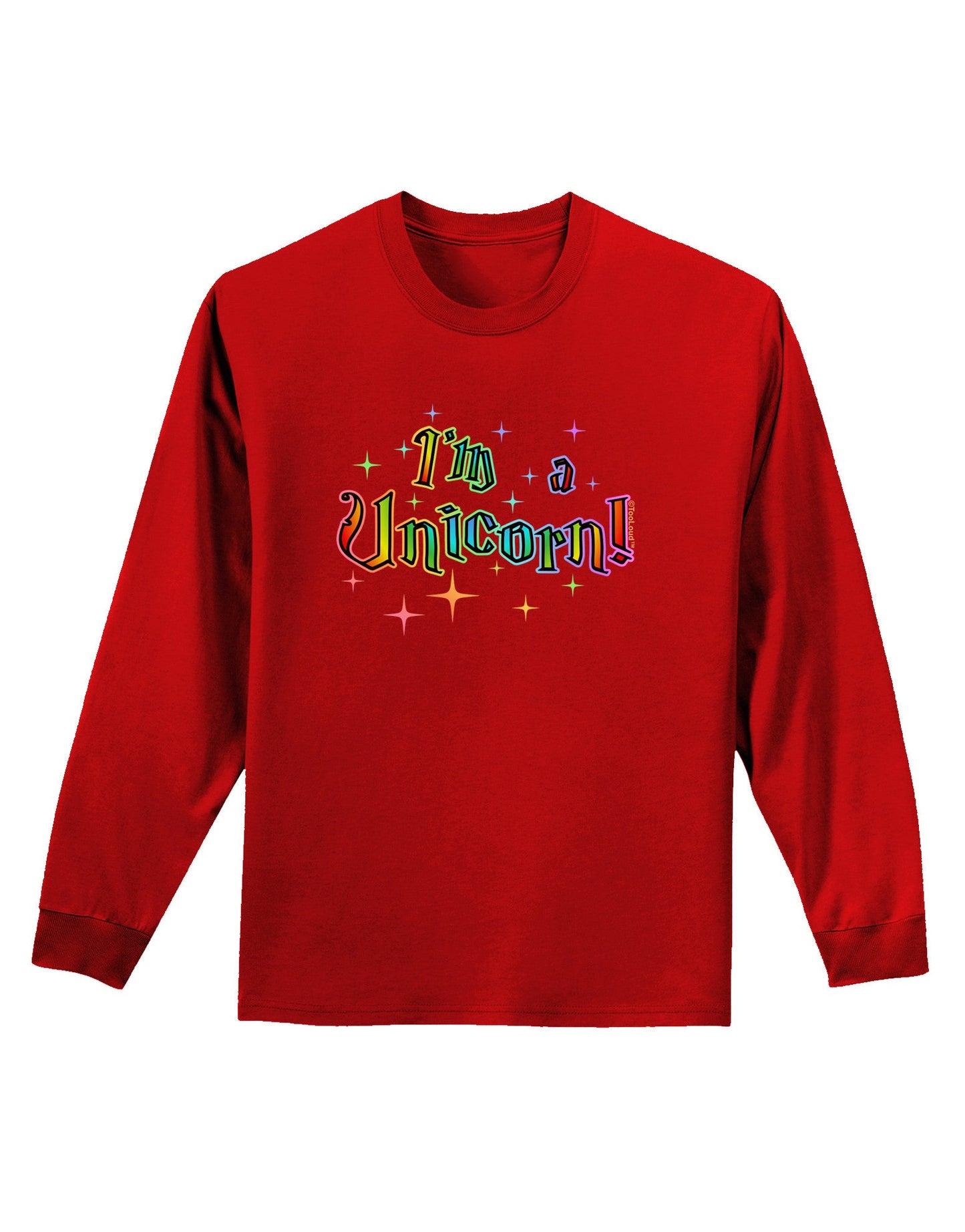 I'm a Unicorn Text Adult Long Sleeve Dark T-Shirt-TooLoud-Red-Small-Davson Sales