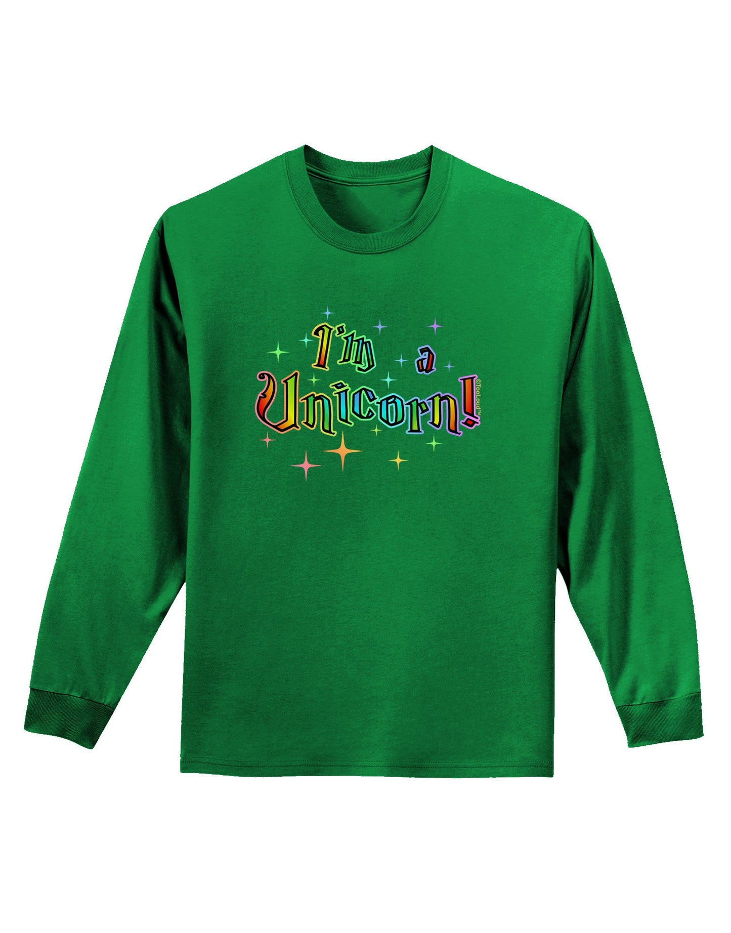 I'm a Unicorn Text Adult Long Sleeve Dark T-Shirt-TooLoud-Kelly-Green-Small-Davson Sales