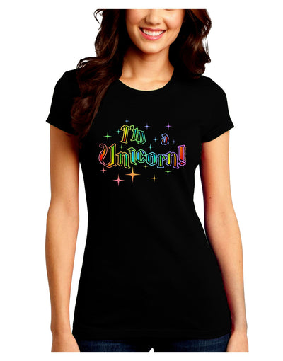 I'm a Unicorn Text Juniors Crew Dark T-Shirt-T-Shirts Juniors Tops-TooLoud-Black-Juniors Fitted Small-Davson Sales