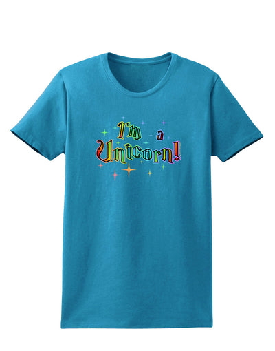 I'm a Unicorn Text Womens Dark T-Shirt-TooLoud-Turquoise-X-Small-Davson Sales