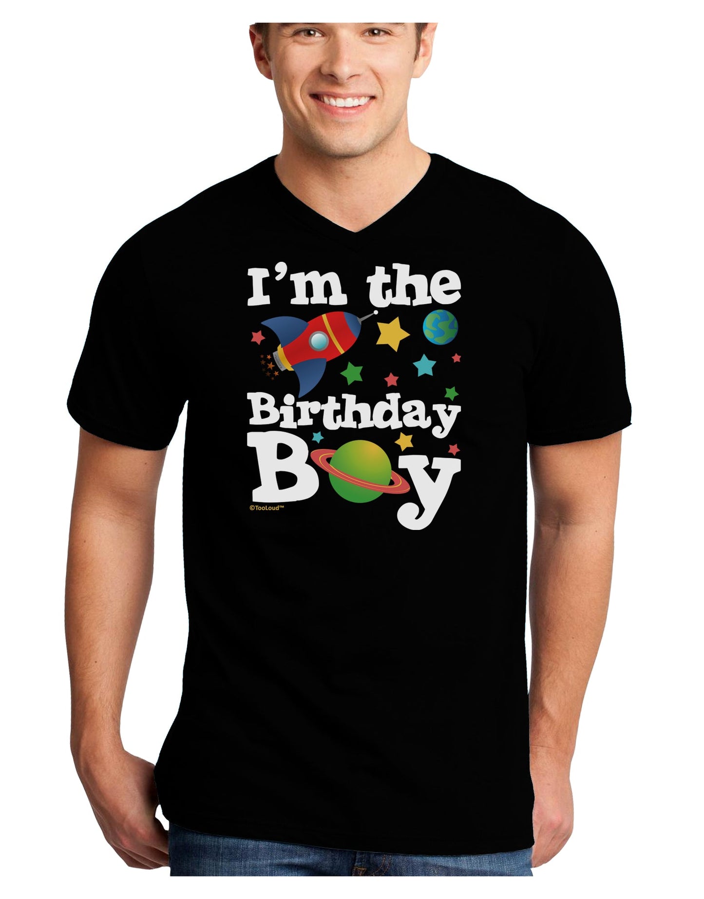 I'm the Birthday Boy - Outer Space Design Adult Dark V-Neck T-Shirt by TooLoud-Mens V-Neck T-Shirt-TooLoud-Black-Small-Davson Sales