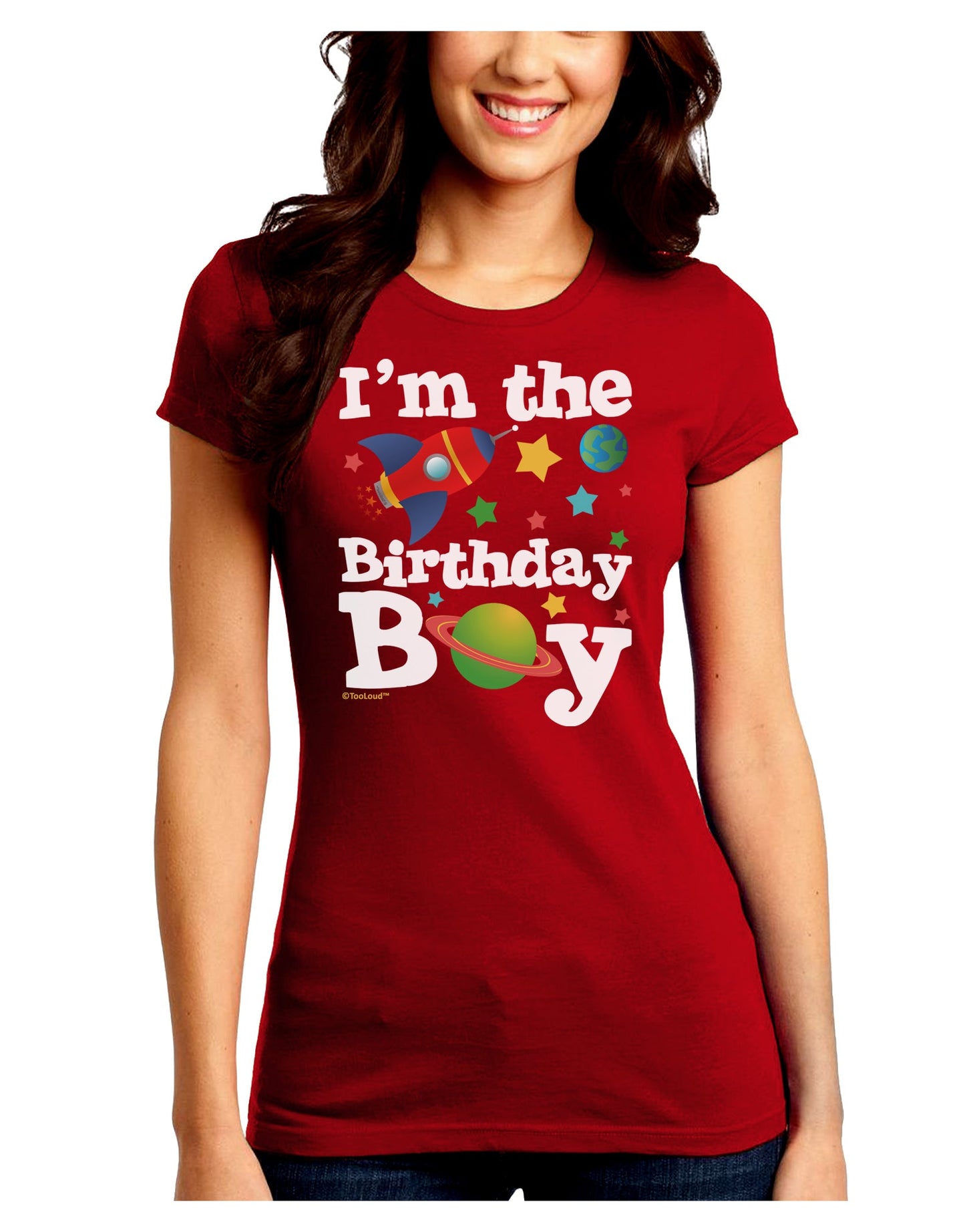 I'm the Birthday Boy - Outer Space Design Juniors Crew Dark T-Shirt by TooLoud-T-Shirts Juniors Tops-TooLoud-Red-Juniors Fitted Small-Davson Sales