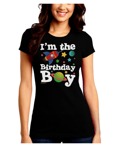 I'm the Birthday Boy - Outer Space Design Juniors Crew Dark T-Shirt by TooLoud-T-Shirts Juniors Tops-TooLoud-Black-Juniors Fitted Small-Davson Sales