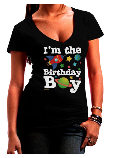 I'm the Birthday Boy - Outer Space Design Juniors V-Neck Dark T-Shirt by TooLoud-Womens V-Neck T-Shirts-TooLoud-Black-Juniors Fitted Small-Davson Sales