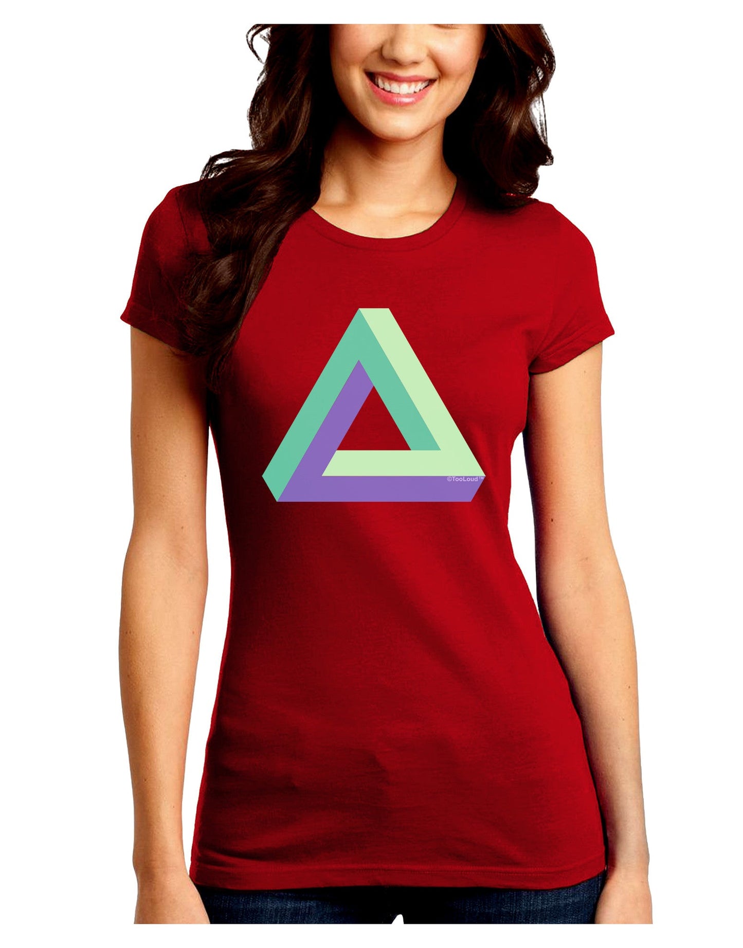 Impossible Triangle Loop Juniors Petite Crew Dark T-Shirt-T-Shirts Juniors Tops-TooLoud-Red-Juniors Fitted Small-Davson Sales