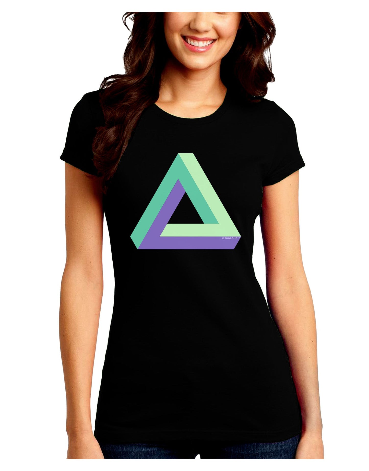 Impossible Triangle Loop Juniors Petite Crew Dark T-Shirt-T-Shirts Juniors Tops-TooLoud-Black-Juniors Fitted Small-Davson Sales