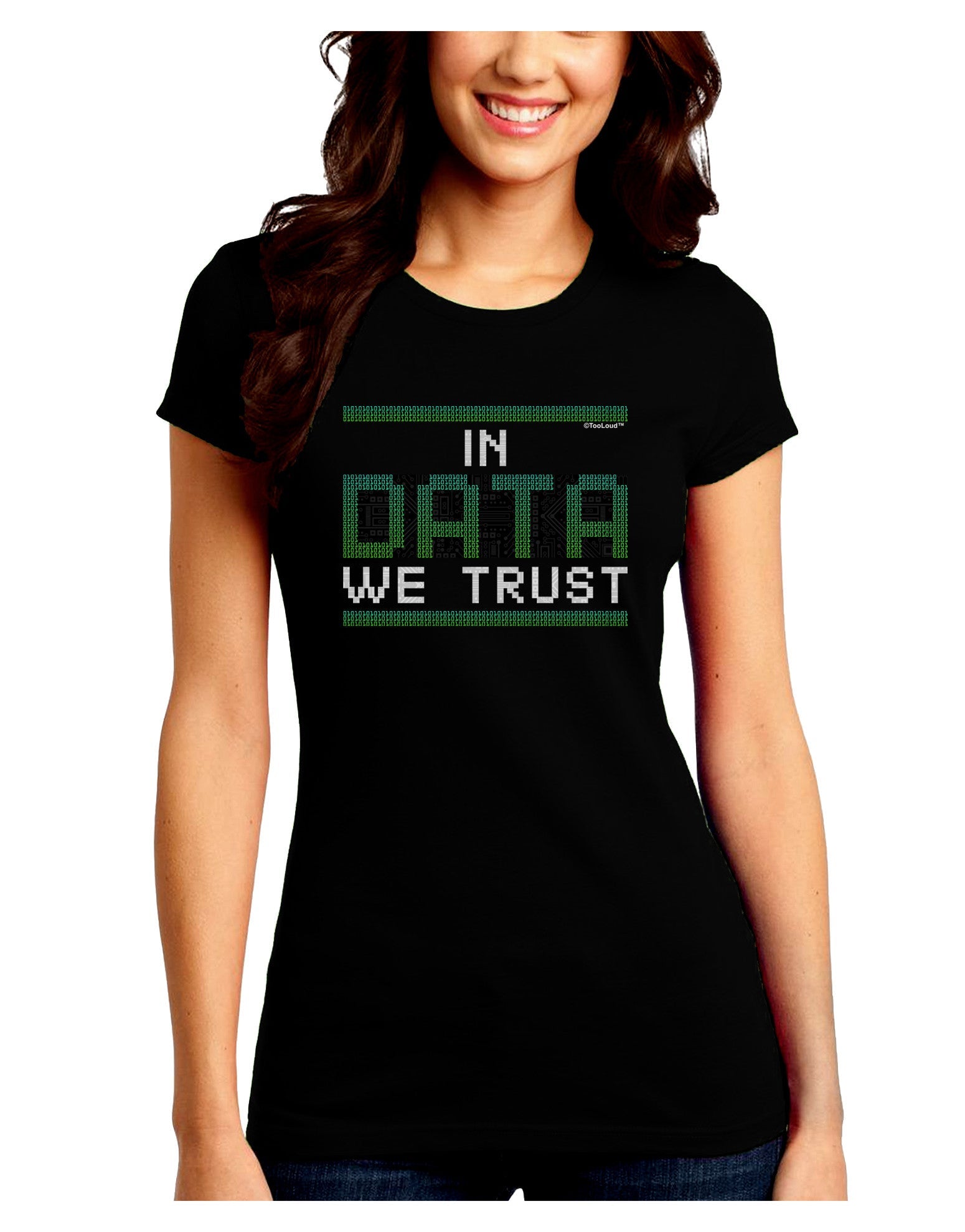 In Data We Trust Juniors Petite Crew Dark T-Shirt-T-Shirts Juniors Tops-TooLoud-Black-Juniors Fitted Small-Davson Sales