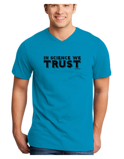 In Science We Trust Text Adult V-Neck T-shirt-Mens V-Neck T-Shirt-TooLoud-Turquoise-Small-Davson Sales