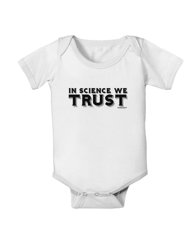 In Science We Trust Text Baby Romper Bodysuit-Baby Romper-TooLoud-White-06-Months-Davson Sales