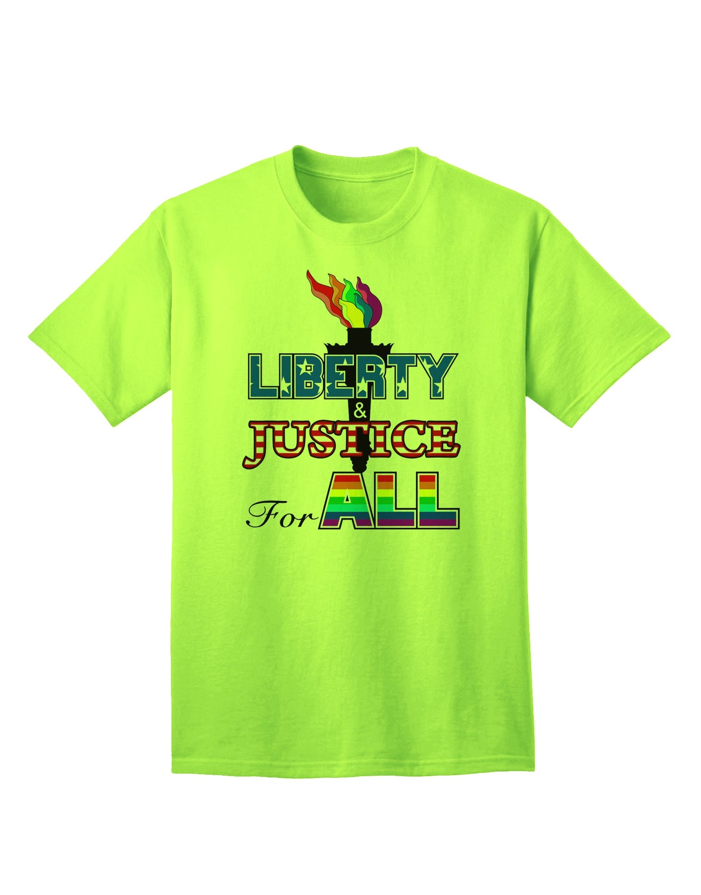 Inclusive Adult T-Shirt Promoting Equality, Liberty, and Justice for All-Mens T-shirts-TooLoud-Neon-Green-Small-Davson Sales