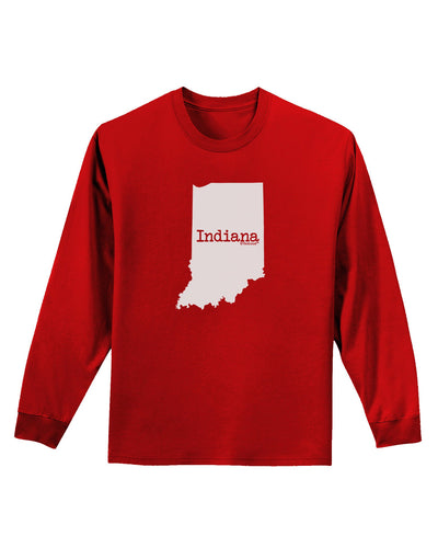 Indiana - United States Shape Adult Long Sleeve Dark T-Shirt-TooLoud-Red-Small-Davson Sales