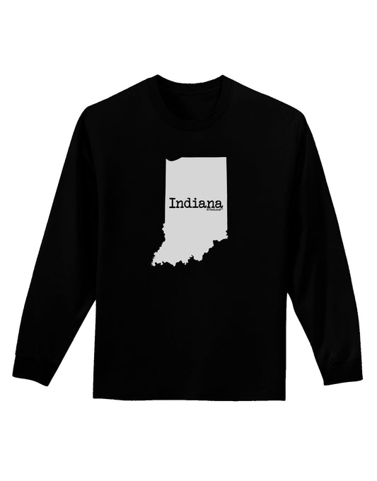Indiana - United States Shape Adult Long Sleeve Dark T-Shirt-TooLoud-Black-Small-Davson Sales