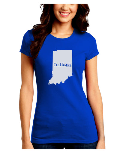 Indiana - United States Shape Juniors Crew Dark T-Shirt-T-Shirts Juniors Tops-TooLoud-Royal-Blue-Juniors Fitted Small-Davson Sales