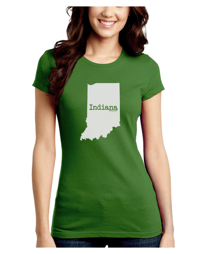 Indiana - United States Shape Juniors Crew Dark T-Shirt-T-Shirts Juniors Tops-TooLoud-Kiwi-Green-Juniors Fitted Small-Davson Sales