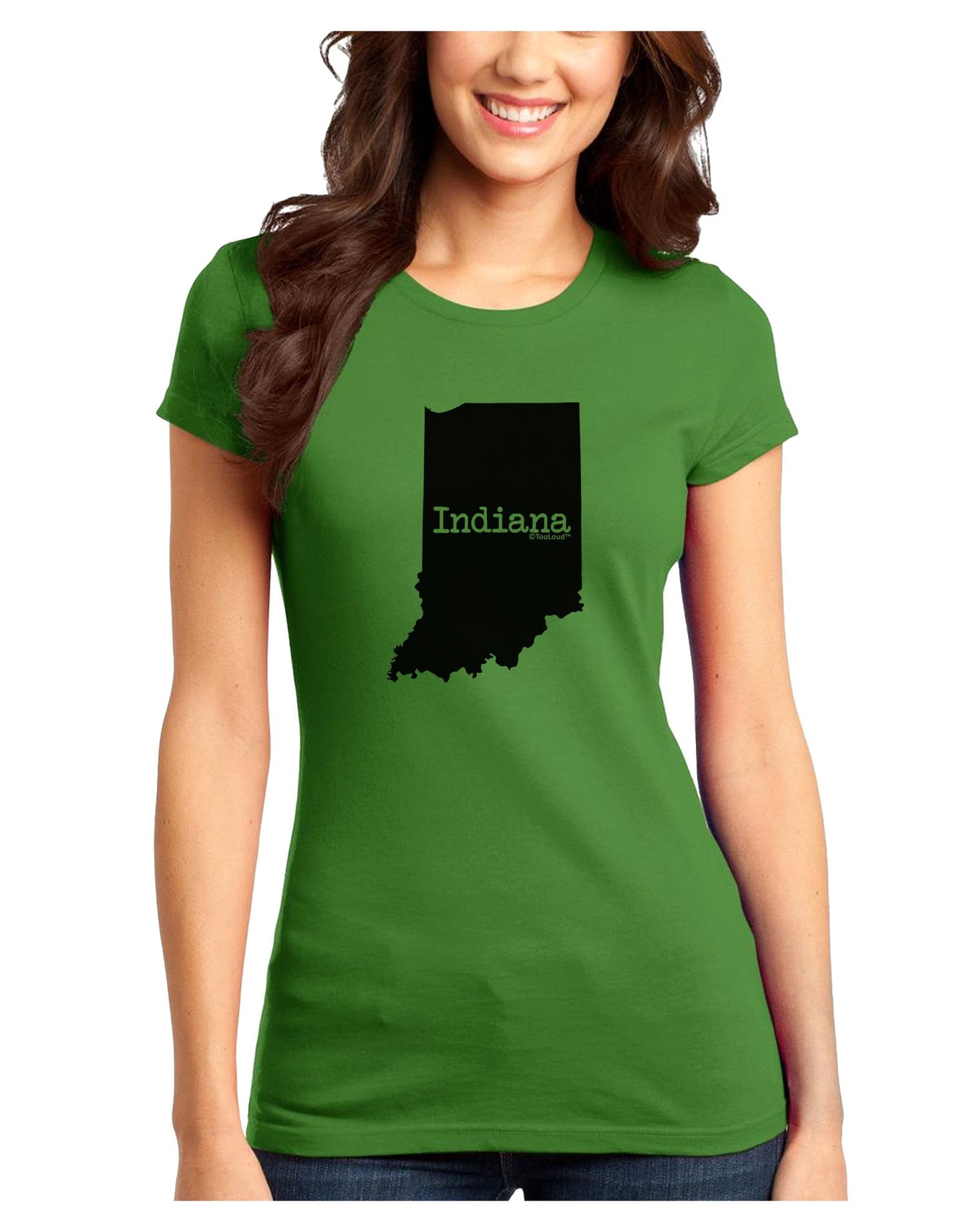 Indiana - United States Shape Juniors T-Shirt-Womens Juniors T-Shirt-TooLoud-Kiwi-Green-Juniors Fitted X-Small-Davson Sales