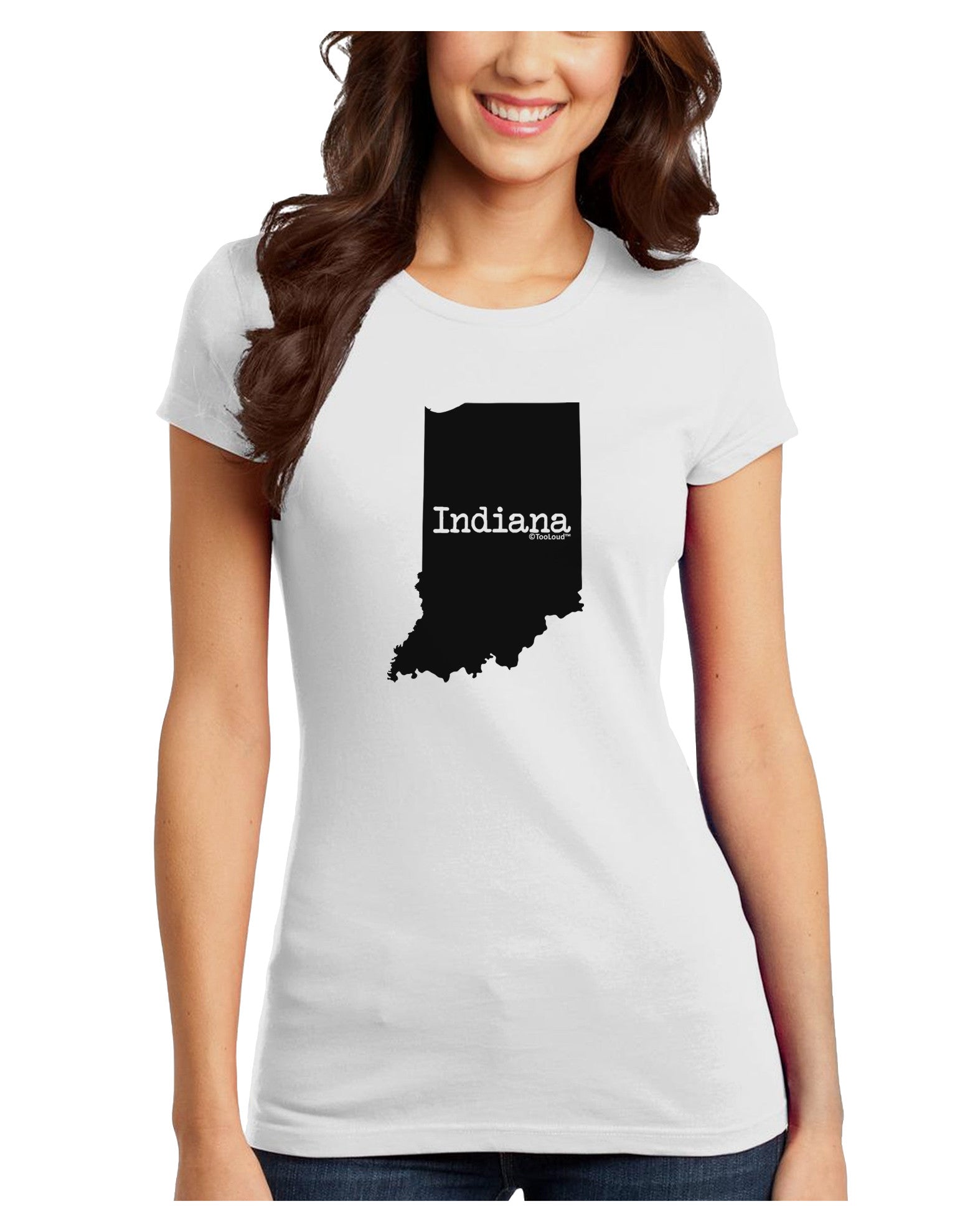 Indiana - United States Shape Juniors T-Shirt-Womens Juniors T-Shirt-TooLoud-White-Juniors Fitted X-Small-Davson Sales