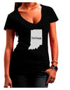 Indiana - United States Shape Juniors V-Neck Dark T-Shirt-Womens V-Neck T-Shirts-TooLoud-Black-Juniors Fitted Small-Davson Sales