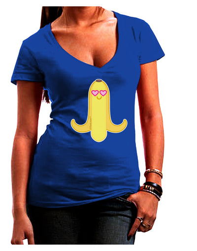 Infatuated Banana - Heart Eyes Juniors V-Neck Dark T-Shirt by TooLoud-Womens V-Neck T-Shirts-TooLoud-Royal-Blue-Juniors Fitted Small-Davson Sales