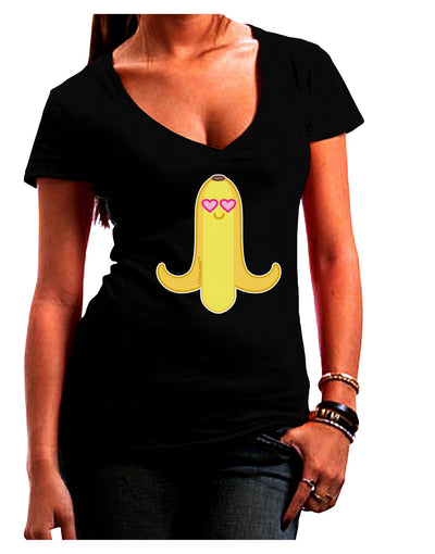 Infatuated Banana - Heart Eyes Juniors V-Neck Dark T-Shirt by TooLoud-Womens V-Neck T-Shirts-TooLoud-Black-Juniors Fitted Small-Davson Sales