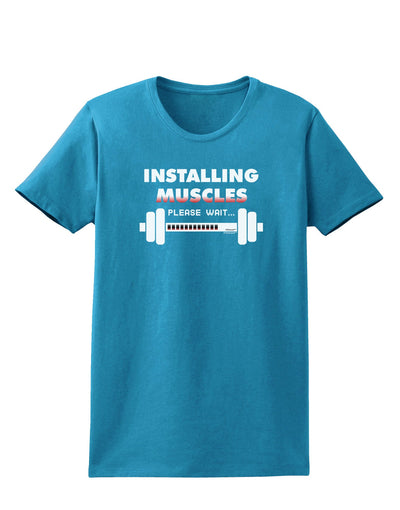 Installing Muscles Womens Dark T-Shirt-TooLoud-Turquoise-X-Small-Davson Sales