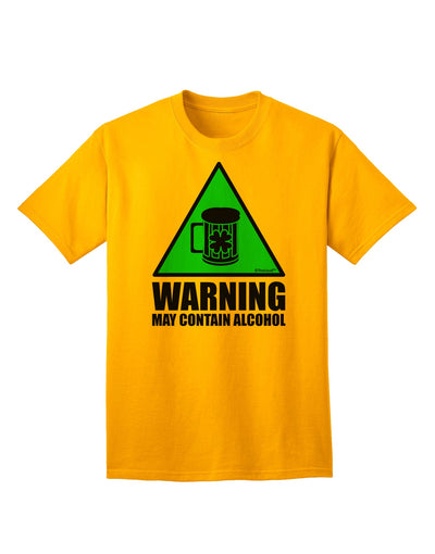 Introducing the Exquisite Adult T-Shirt Collection: Warning May Contain Alcohol by TooLoud-Mens T-shirts-TooLoud-Gold-Small-Davson Sales