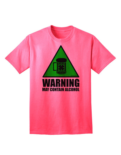 Introducing the Exquisite Adult T-Shirt Collection: Warning May Contain Alcohol by TooLoud-Mens T-shirts-TooLoud-Neon-Pink-Small-Davson Sales