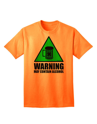 Introducing the Exquisite Adult T-Shirt Collection: Warning May Contain Alcohol by TooLoud-Mens T-shirts-TooLoud-Neon-Orange-Small-Davson Sales