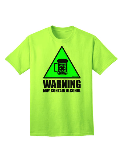 Introducing the Exquisite Adult T-Shirt Collection: Warning May Contain Alcohol by TooLoud-Mens T-shirts-TooLoud-Neon-Green-Small-Davson Sales