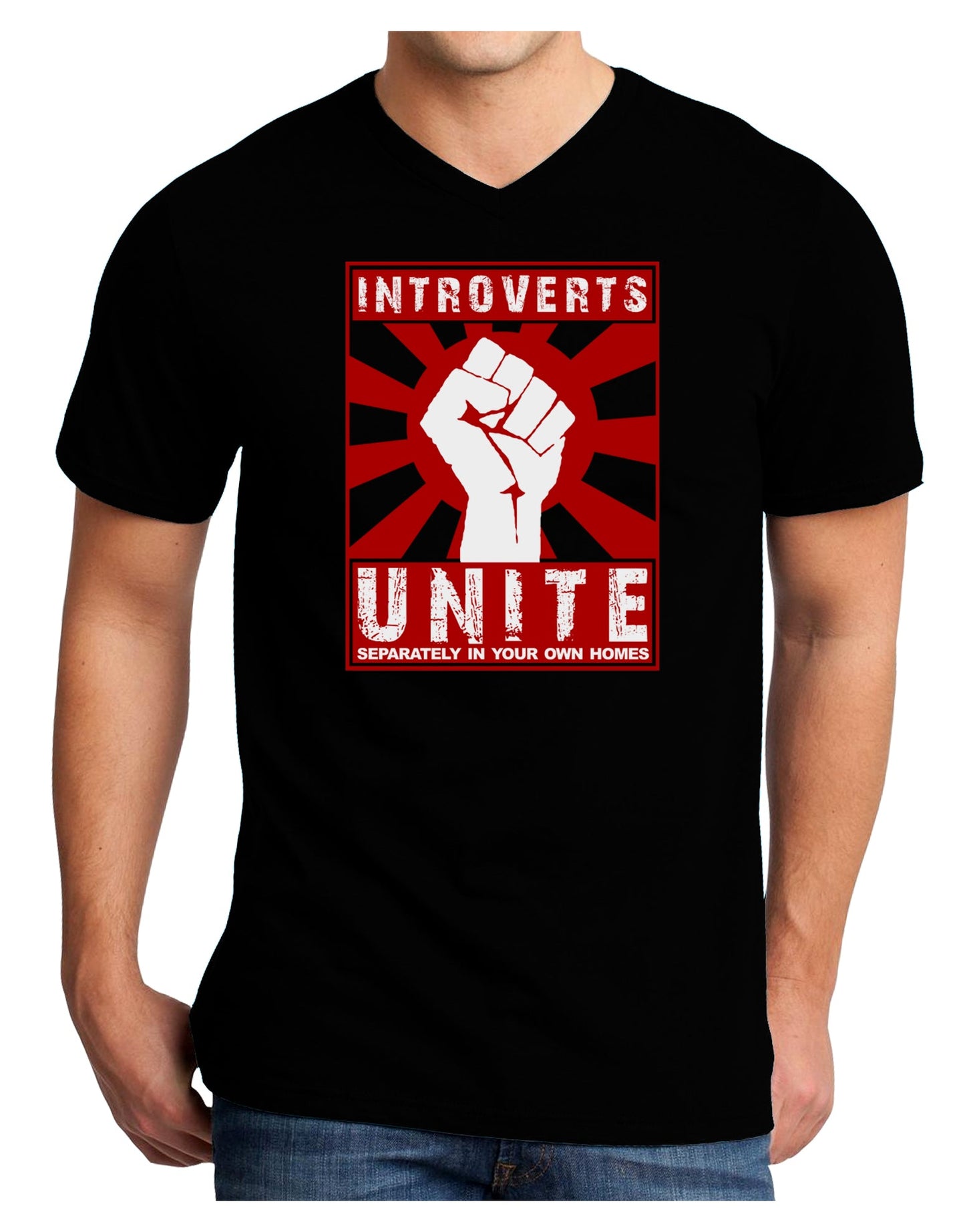 Introverts Unite Funny Adult Dark V-Neck T-Shirt by TooLoud-TooLoud-Black-Small-Davson Sales