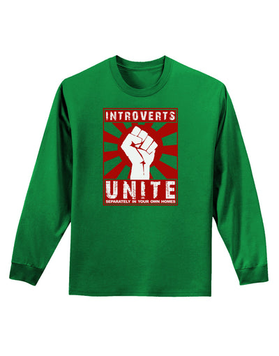 Introverts Unite Funny Adult Long Sleeve Dark T-Shirt by TooLoud-TooLoud-Kelly-Green-Small-Davson Sales