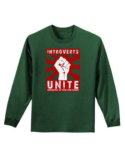 Introverts Unite Funny Adult Long Sleeve Dark T-Shirt by TooLoud-TooLoud-Dark-Green-Small-Davson Sales