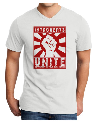 Introverts Unite Funny Adult V-Neck T-shirt by TooLoud-Mens V-Neck T-Shirt-TooLoud-White-Small-Davson Sales