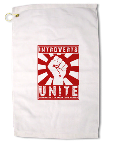 Introverts Unite Funny Premium Cotton Golf Towel - 16 x 25 inch by TooLoud-Golf Towel-TooLoud-16x25"-Davson Sales