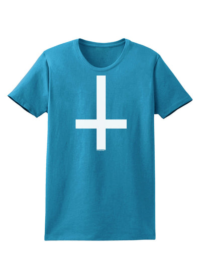 Inverted Cross Womens Dark T-Shirt-TooLoud-Turquoise-X-Small-Davson Sales