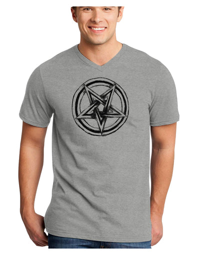 Inverted Pentagram Death Metal Star Adult V-Neck T-shirt-Mens V-Neck T-Shirt-TooLoud-HeatherGray-Small-Davson Sales