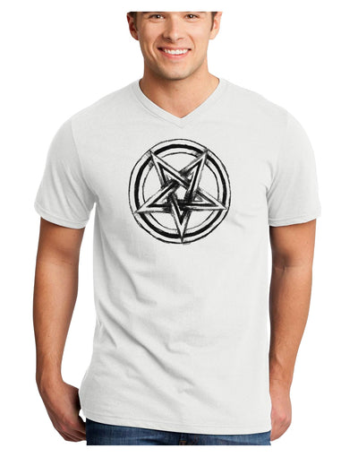 Inverted Pentagram Death Metal Star Adult V-Neck T-shirt-Mens V-Neck T-Shirt-TooLoud-White-Small-Davson Sales