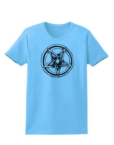 Inverted Pentagram Death Metal Star Womens T-Shirt-Womens T-Shirt-TooLoud-Aquatic-Blue-X-Small-Davson Sales