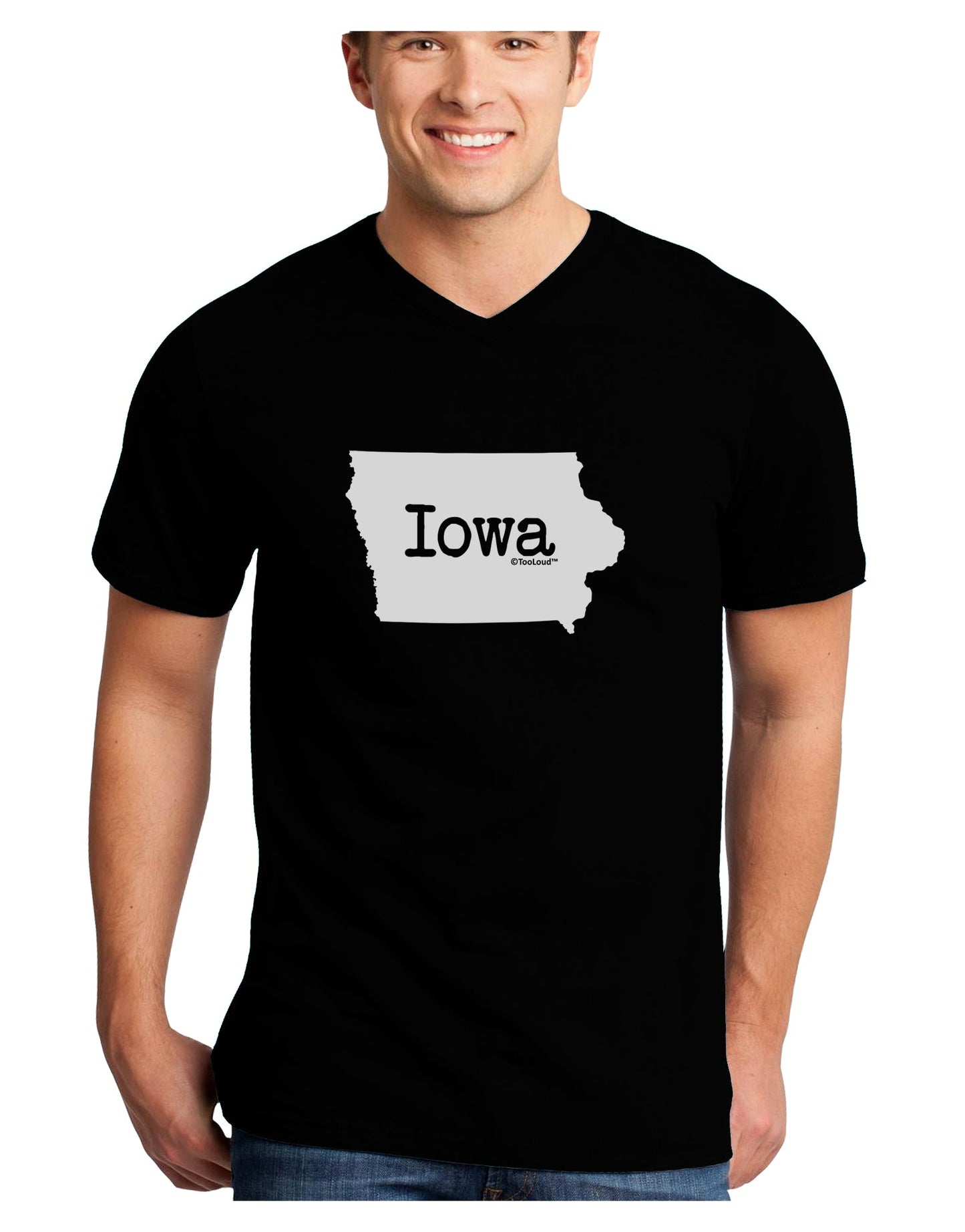 Iowa - United States Shape Adult Dark V-Neck T-Shirt by TooLoud-Mens V-Neck T-Shirt-TooLoud-Black-Small-Davson Sales