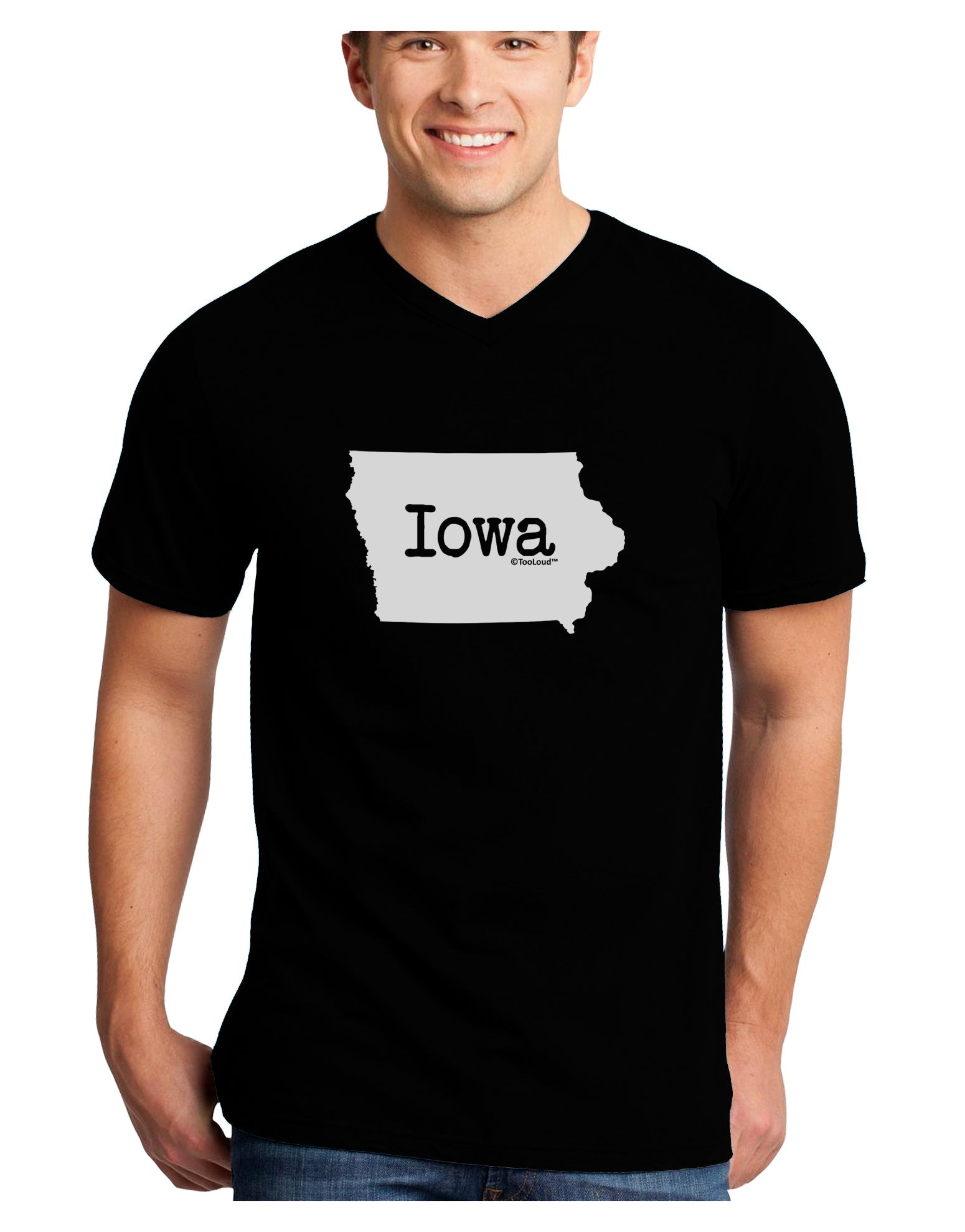 Iowa - United States Shape Adult Dark V-Neck T-Shirt by TooLoud-Mens V-Neck T-Shirt-TooLoud-Black-Small-Davson Sales