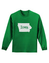 Iowa - United States Shape Adult Long Sleeve Dark T-Shirt by TooLoud-TooLoud-Kelly-Green-Small-Davson Sales