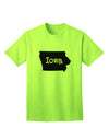 Iowa - United States Shape Adult T-Shirt: A Stylish Addition to Your Wardrobe by TooLoud-Mens T-shirts-TooLoud-Neon-Green-Small-Davson Sales