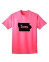 Iowa - United States Shape Adult T-Shirt: A Stylish Addition to Your Wardrobe by TooLoud-Mens T-shirts-TooLoud-Neon-Pink-Small-Davson Sales