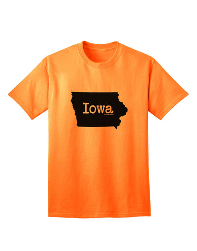 Iowa - United States Shape Adult T-Shirt: A Stylish Addition to Your Wardrobe by TooLoud-Mens T-shirts-TooLoud-Neon-Orange-Small-Davson Sales