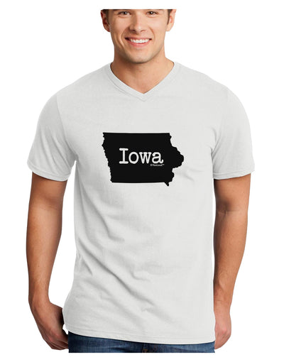 Iowa - United States Shape Adult V-Neck T-shirt by TooLoud-Mens V-Neck T-Shirt-TooLoud-White-Small-Davson Sales