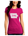 Iowa - United States Shape Juniors Crew Dark T-Shirt by TooLoud-T-Shirts Juniors Tops-TooLoud-Hot-Pink-Juniors Fitted Small-Davson Sales