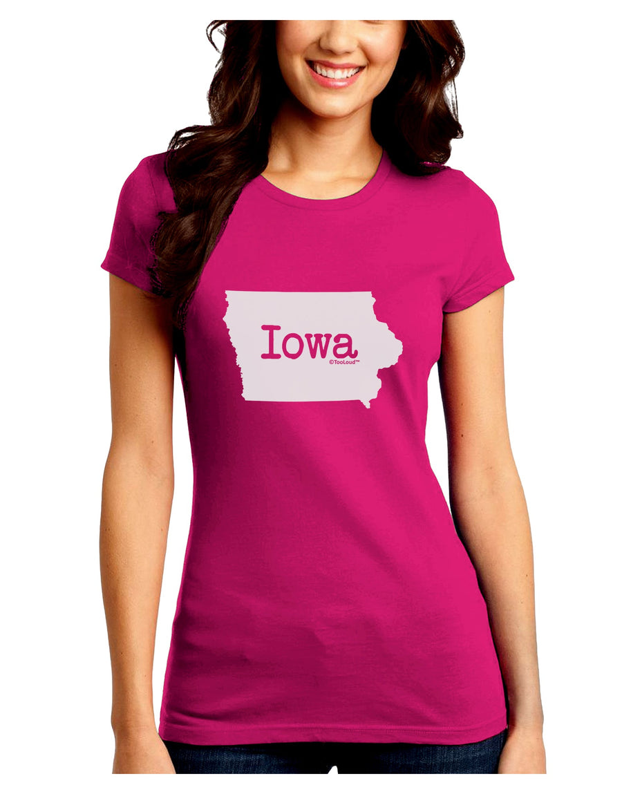 Iowa - United States Shape Juniors Crew Dark T-Shirt by TooLoud-T-Shirts Juniors Tops-TooLoud-Black-Juniors Fitted Small-Davson Sales